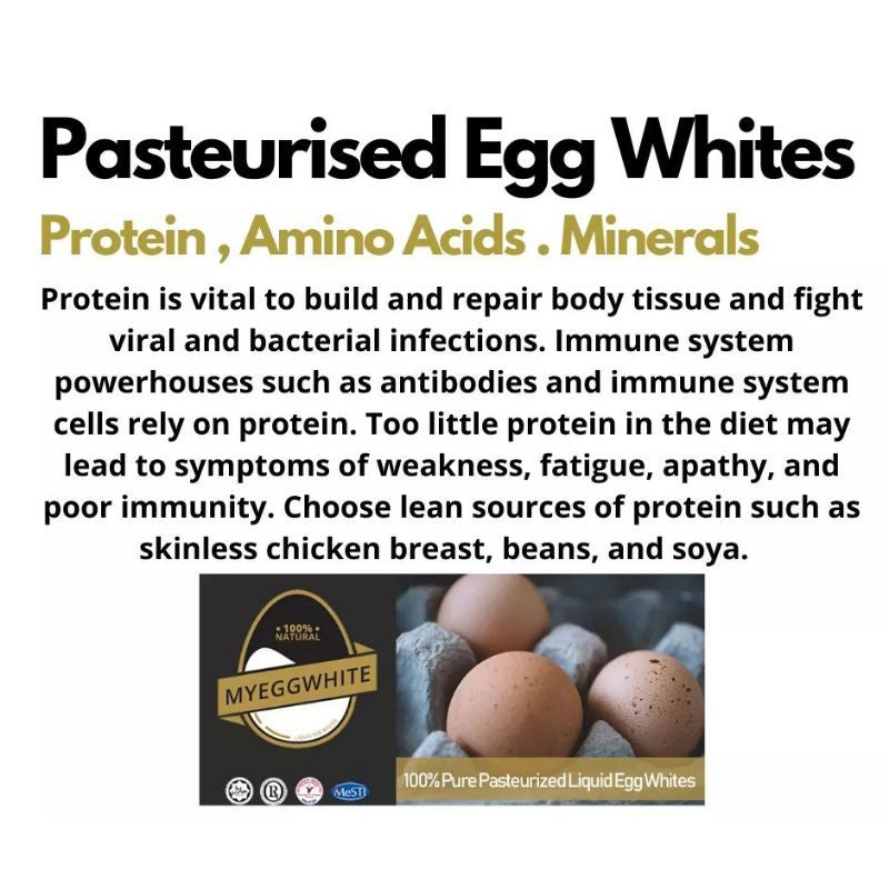 MYEGGWHITES - 100% Pure Pasteurized Natural Organic Real Egg Whites (1 Liter & 2 Liter)